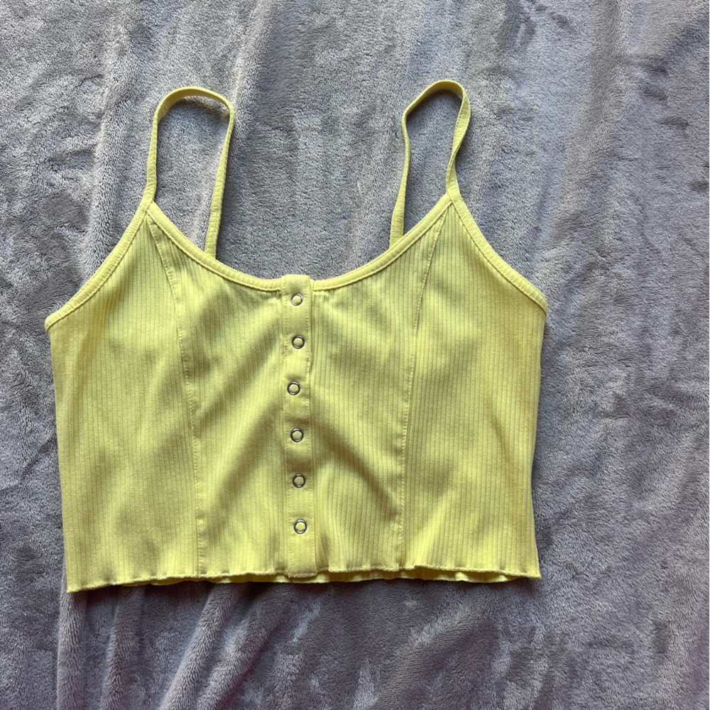 Yellow button down tank top